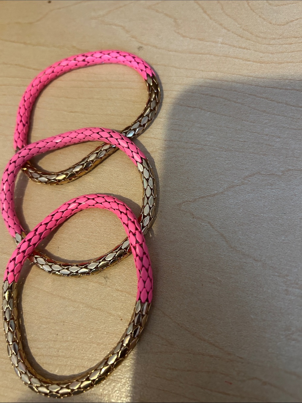 Pink Braided and Gold-Tone Stretch Bracelet Set - Women Jewelry